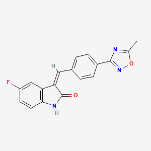 molecular formula C18H12FN3O2 B1414589 5-Fluoro-3-[4-(5-methyl-1,2,4-oxadiazol-3-yl)benzylidene]-1,3-dihydro-2H-indol-2-one CAS No. 2197064-19-8