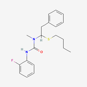 B14146279 N-[1-(Butylsulfanyl)-2-phenylethyl]-N'-(2-fluorophenyl)-N-methylurea CAS No. 89135-73-9