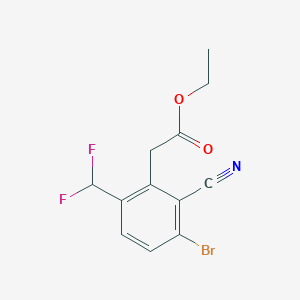 molecular formula C12H10BrF2NO2 B1414632 Ethyl 3-bromo-2-cyano-6-(difluoromethyl)phenylacetate CAS No. 1807073-71-7