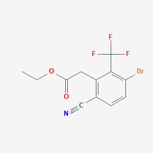 molecular formula C12H9BrF3NO2 B1414641 Ethyl 3-bromo-6-cyano-2-(trifluoromethyl)phenylacetate CAS No. 1805101-25-0