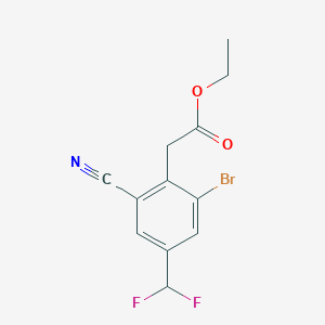 molecular formula C12H10BrF2NO2 B1414653 Ethyl 2-bromo-6-cyano-4-(difluoromethyl)phenylacetate CAS No. 1807073-65-9