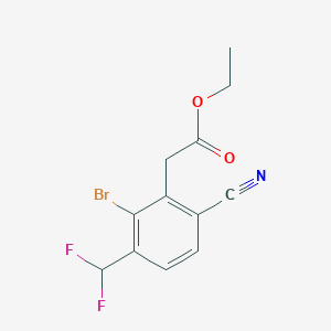 molecular formula C12H10BrF2NO2 B1414654 Ethyl 2-bromo-6-cyano-3-(difluoromethyl)phenylacetate CAS No. 1807030-55-2