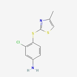 molecular formula C10H9ClN2S2 B1414670 3-Chloro-4-[(4-methyl-1,3-thiazol-2-yl)sulfanyl]aniline CAS No. 1019391-52-6