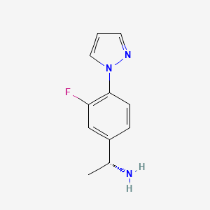 molecular formula C11H12FN3 B1414695 (1R)-1-[3-氟-4-(1H-吡唑-1-基)苯基]乙基胺 CAS No. 1344958-96-8