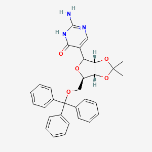 4(1H)-Pyrimidinone, 2-amino-5-[2,3-O-(1-methylethylidene)-5-O-(triphenylmethyl)-D-ribofuranosyl]-