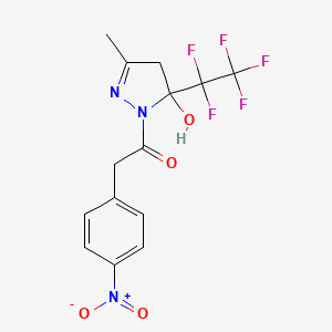 1-(5-Hydroxy-3-methyl-5-pentafluoroethyl-4,5-dihydro-pyrazol-1-yl)-2-(4-nitro-phenyl)-ethanone