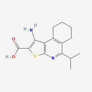 molecular formula C15H18N2O2S B14147389 1-Amino-5-propan-2-yl-6,7,8,9-tetrahydrothieno[2,3-c]isoquinoline-2-carboxylic acid CAS No. 385420-92-8