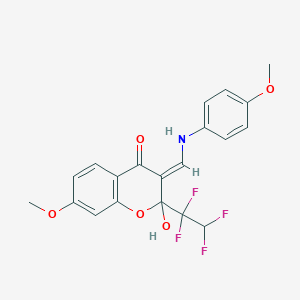 molecular formula C20H17F4NO5 B14147416 (3E)-2-hydroxy-7-methoxy-3-{[(4-methoxyphenyl)amino]methylidene}-2-(1,1,2,2-tetrafluoroethyl)-2,3-dihydro-4H-chromen-4-one CAS No. 913711-76-9