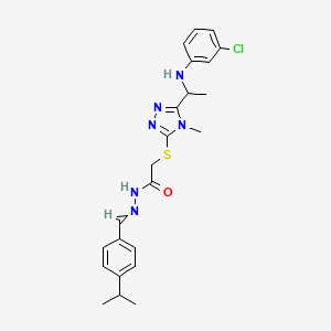 2-[(5-{1-[(3-chlorophenyl)amino]ethyl}-4-methyl-4H-1,2,4-triazol-3-yl)sulfanyl]-N'-{(Z)-[4-(propan-2-yl)phenyl]methylidene}acetohydrazide