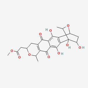 molecular formula C23H24O10 B14147560 Methyl 2-(1,3,14,19-tetrahydroxy-7,18-dimethyl-5,12-dioxo-8,17-dioxapentacyclo[14.2.2.02,15.04,13.06,11]icosa-2(15),3,6(11),13-tetraen-9-yl)acetate 