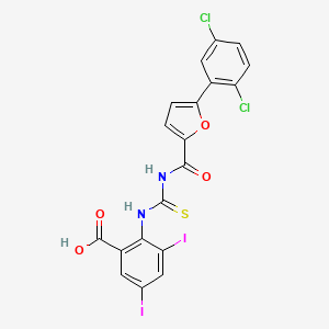 2-[[5-(2,5-Dichlorophenyl)furan-2-carbonyl]carbamothioylamino]-3,5-diiodobenzoic acid