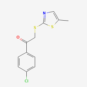 molecular formula C12H10ClNOS2 B1414773 1-(4-Chlorophenyl)-2-[(5-methyl-1,3-thiazol-2-yl)thio]ethanone CAS No. 1000932-22-8