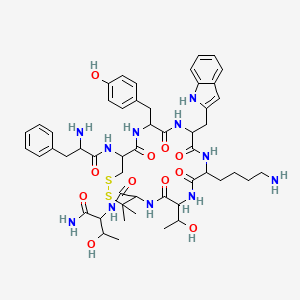 molecular formula C51H69N11O11S2 B14147795 Phenylalanyl-cyclo(cysteinyl-tyrosyltryptophyl-lysyl-threonyl-penicillamine)threoninamide CAS No. 96384-03-1