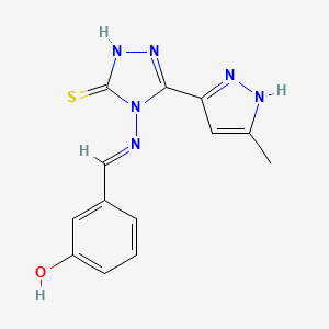 3-{[(E)-3-Mercapto-5-(5-methyl-2H-pyrazol-3-yl)-[1,2,4]triazol-4-ylimino]-methyl}-phenol