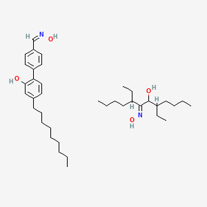 molecular formula C22H29NO2.C16H33NO2<br>C38H62N2O4 B14147837 6-Dodecanone, 5,8-diethyl-7-hydroxy-, oxime, mixt. with (2-hydroxy-5-nonylphenyl)phenylmethanone oxime CAS No. 39453-37-7