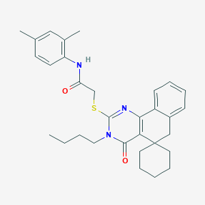 molecular formula C31H37N3O2S B14147841 2-[(3-butyl-4-oxo-4,6-dihydro-3H-spiro[benzo[h]quinazoline-5,1'-cyclohexan]-2-yl)sulfanyl]-N-(2,4-dimethylphenyl)acetamide CAS No. 487020-04-2