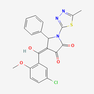 (4E)-4-[(5-chloro-2-methoxyphenyl)(hydroxy)methylidene]-1-(5-methyl-1,3,4-thiadiazol-2-yl)-5-phenylpyrrolidine-2,3-dione