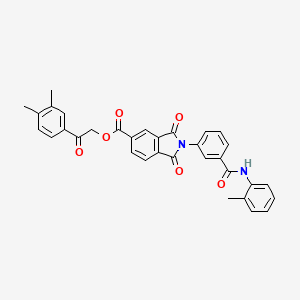 molecular formula C33H26N2O6 B14148012 2-(3,4-Dimethylphenyl)-2-oxoethyl 2,3-dihydro-2-[3-[[(2-methylphenyl)amino]carbonyl]phenyl]-1,3-dioxo-1H-isoindole-5-carboxylate CAS No. 777886-95-0