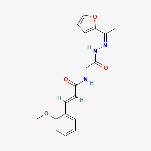 (2E)-N-(2-{(2Z)-2-[1-(furan-2-yl)ethylidene]hydrazinyl}-2-oxoethyl)-3-(2-methoxyphenyl)prop-2-enamide (non-preferred name)