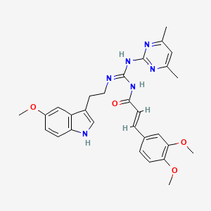 molecular formula C29H32N6O4 B14148082 (2E)-3-(3,4-dimethoxyphenyl)-N-[(E)-[(4,6-dimethylpyrimidin-2-yl)amino]{[2-(5-methoxy-1H-indol-3-yl)ethyl]amino}methylidene]prop-2-enamide CAS No. 1025468-35-2