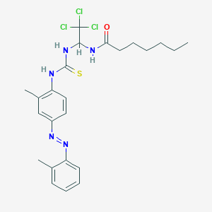 (E)-N-(2,2,2-trichloro-1-(3-(2-methyl-4-(o-tolyldiazenyl)phenyl)thioureido)ethyl)heptanamide