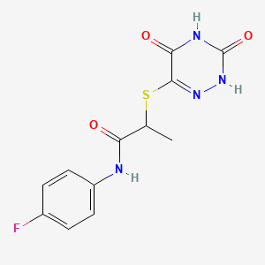 2-((3,5-dioxo-2,3,4,5-tetrahydro-1,2,4-triazin-6-yl)thio)-N-(4-fluorophenyl)propanamide