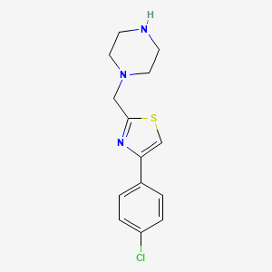molecular formula C14H16ClN3S B1414809 1-{[4-(4-氯苯基)-1,3-噻唑-2-基]甲基}哌嗪 CAS No. 1105191-96-5