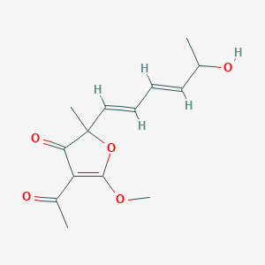 molecular formula C14H18O5 B14148552 3(2H)-Furanone, 4-acetyl-2-(5-hydroxy-1,3-hexadienyl)-5-methoxy-2-methyl- CAS No. 58785-76-5