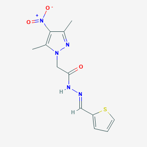 2-(3,5-dimethyl-4-nitropyrazol-1-yl)-N-[(E)-thiophen-2-ylmethylideneamino]acetamide