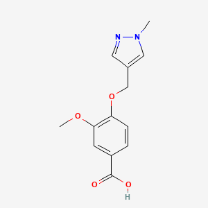 molecular formula C13H14N2O4 B1414882 3-methoxy-4-[(1-methyl-1H-pyrazol-4-yl)methoxy]benzoic acid CAS No. 1152965-43-9