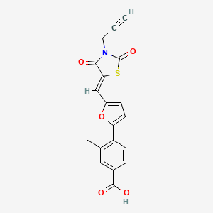 4-(5-{(Z)-[2,4-dioxo-3-(prop-2-yn-1-yl)-1,3-thiazolidin-5-ylidene]methyl}furan-2-yl)-3-methylbenzoic acid