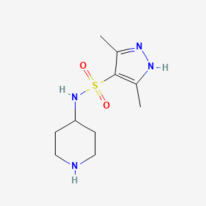molecular formula C10H18N4O2S B1414884 3,5-dimethyl-N-(piperidin-4-yl)-1H-pyrazole-4-sulfonamide CAS No. 1828411-90-0