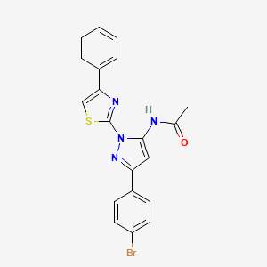 molecular formula C20H15BrN4OS B14148931 Acetamide, N-(3-(4-bromophenyl)-1-(4-phenyl-2-thiazolyl)-1H-pyrazol-5-yl)- CAS No. 74101-26-1