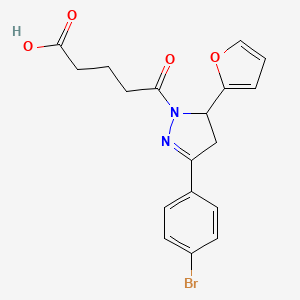 molecular formula C18H17BrN2O4 B14149083 5-[3-(4-bromophenyl)-5-(furan-2-yl)-4,5-dihydro-1H-pyrazol-1-yl]-5-oxopentanoic acid CAS No. 6107-17-1