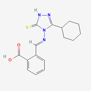 2-{(E)-[(3-cyclohexyl-5-thioxo-1,5-dihydro-4H-1,2,4-triazol-4-yl)imino]methyl}benzoic acid