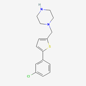 molecular formula C15H17ClN2S B1414917 1-{[5-(3-Chlorophenyl)thiophen-2-yl]methyl}piperazine CAS No. 1049872-82-3