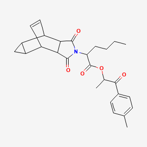 molecular formula C27H31NO5 B14149326 1-(4-methylphenyl)-1-oxopropan-2-yl 2-(1,3-dioxooctahydro-4,6-ethenocyclopropa[f]isoindol-2(1H)-yl)hexanoate CAS No. 1041438-07-6