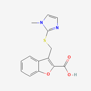 molecular formula C14H12N2O3S B1414934 3-{[(1-methyl-1H-imidazol-2-yl)sulfanyl]methyl}-1-benzofuran-2-carboxylic acid CAS No. 1039820-41-1