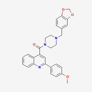 [4-(1,3-Benzodioxol-5-ylmethyl)piperazin-1-yl][2-(4-methoxyphenyl)quinolin-4-yl]methanone