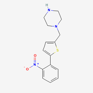 molecular formula C15H17N3O2S B1414942 1-{[5-(2-Nitrophenyl)thiophen-2-yl]methyl}piperazine CAS No. 1050910-03-6