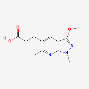 molecular formula C13H17N3O3 B1414943 3-{3-methoxy-1,4,6-trimethyl-1H-pyrazolo[3,4-b]pyridin-5-yl}propanoic acid CAS No. 1050911-20-0