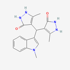 5-Methyl-4-[(1-methylindol-3-yl)-(3-methyl-5-oxo-1,2-dihydropyrazol-4-yl)methyl]-1,2-dihydropyrazol-3-one