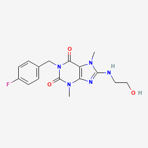 molecular formula C16H18FN5O3 B14150263 1-(4-fluorobenzyl)-8-[(2-hydroxyethyl)amino]-3,7-dimethyl-3,7-dihydro-1H-purine-2,6-dione CAS No. 304879-98-9