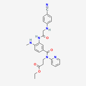 molecular formula C27H28N6O4 B1415056 ethyl 3-(3-(2-(4-cyanophenylamino)acetamido)-4-(methylamino)-N-(pyridin-2-yl)benzamido)propanoate CAS No. 948551-71-1