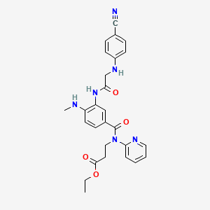 molecular formula C27H28N6O4 B1415056 3-(3-(2-(4-氰基苯基氨基)乙酰氨基)-4-(甲基氨基)-N-(吡啶-2-基)苯甲酰胺)丙酸乙酯 CAS No. 948551-71-1