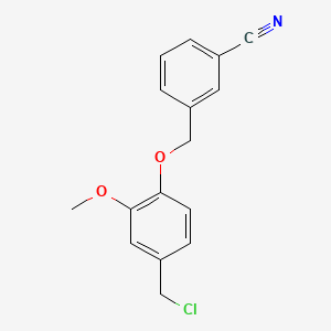 molecular formula C16H14ClNO2 B1415065 3-[4-(氯甲基)-2-甲氧基苯氧基甲基]苯甲腈 CAS No. 1036470-23-1