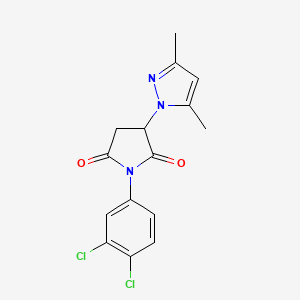 molecular formula C15H13Cl2N3O2 B14150991 1-(3,4-Dichlorophenyl)-3-(3,5-dimethylpyrazol-1-yl)pyrrolidine-2,5-dione CAS No. 92453-92-4