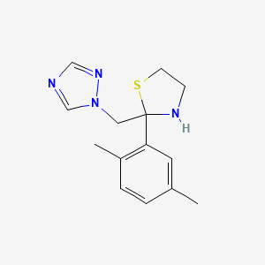 molecular formula C14H18N4S B14151073 1-{[2-(2,5-Dimethylphenyl)-1,3-thiazolidin-2-yl]methyl}-1H-1,2,4-triazole CAS No. 89081-58-3