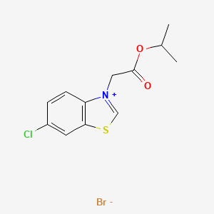 molecular formula C12H13BrClNO2S B14151092 6-Chloro-3-{2-oxo-2-[(propan-2-yl)oxy]ethyl}-1,3-benzothiazol-3-ium bromide CAS No. 89059-24-5