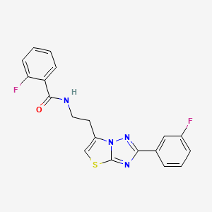 2-Fluoro-N-[2-[2-(3-fluorophenyl)thiazolo[3,2-b][1,2,4]triazol-6-yl]ethyl]benzamide